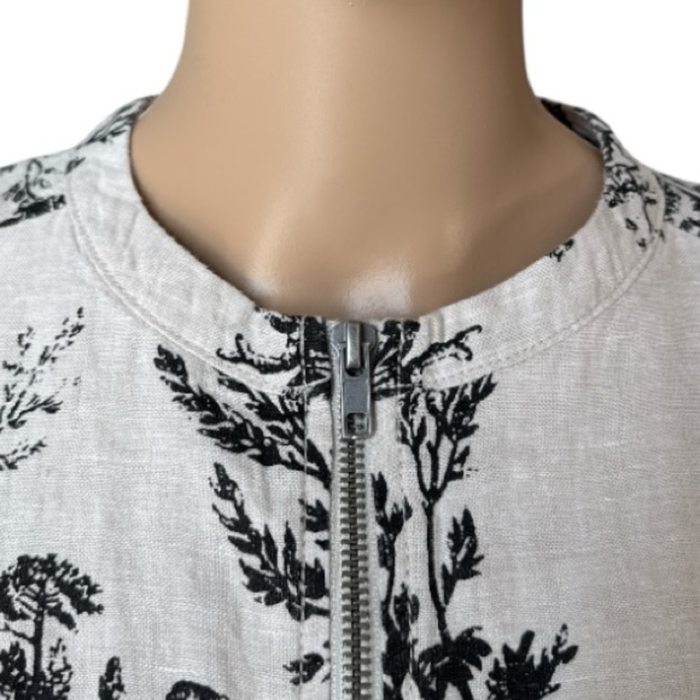 Joie 100% Linen Toile-Scenic Print Monochromic Bomber Jacket Size S - Picture 5 of 7